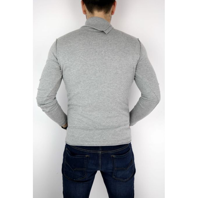 GREENBERG sweter męski popiel melanż golf guziki SWGB12 | Sklep GriShop.eu | Swetry