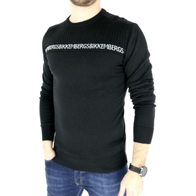BIKKEMBERGS sweter męski czarny napis SWBB03 | Sklep GriShop.eu | Swetry