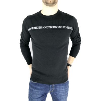 BIKKEMBERGS sweter męski czarny napis SWBB03 | Sklep GriShop.eu | Swetry
