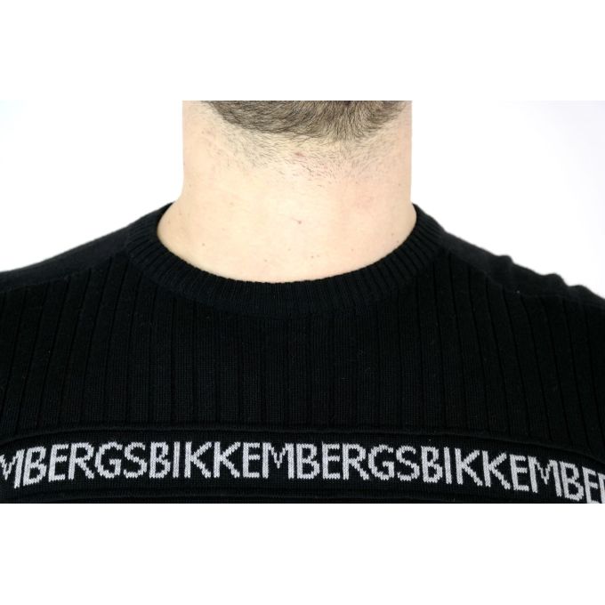 BIKKEMBERGS sweter męski czarny napis SWBB03 | Sklep GriShop.eu | Swetry