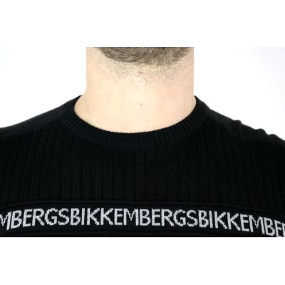 BIKKEMBERGS sweter męski czarny napis SWBB03 | Sklep GriShop.eu | Swetry