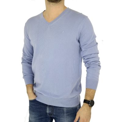 TRUSSARDI sweter męski fioletowy serek SWTR16 | Grishop | Swetry