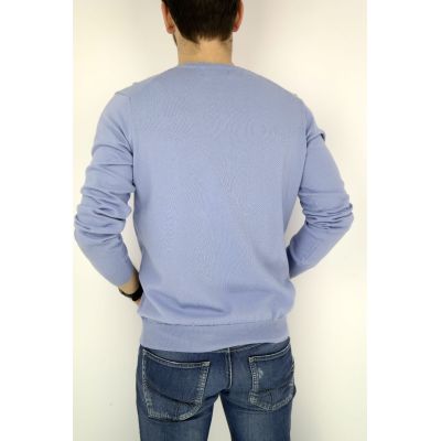 TRUSSARDI sweter męski fioletowy serek SWTR16 | Grishop | Swetry