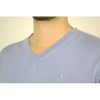 TRUSSARDI sweter męski fioletowy serek SWTR16 | Grishop | Swetry