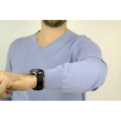 TRUSSARDI sweter męski fioletowy serek SWTR16 | Grishop | Swetry