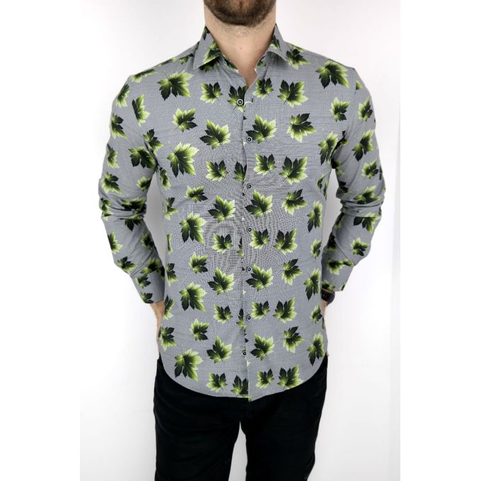 MCQUEEN Koszula męska MC030 liście | Sklep GriShop.eu | Koszule