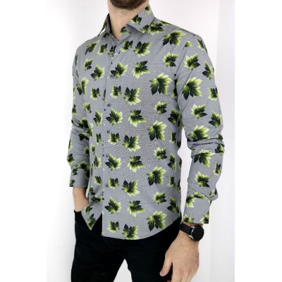 MCQUEEN Koszula męska MC030 liście | Sklep GriShop.eu | Koszule