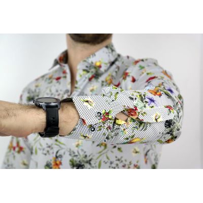 MCQUEEN Koszula męska MC020 groszki, kwiaty, papugi | Sklep GriShop.eu | Koszule