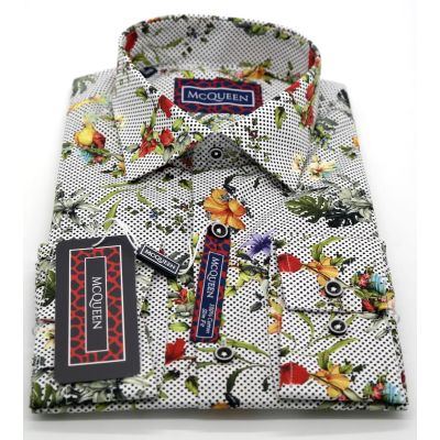 MCQUEEN Koszula męska MC020 groszki, kwiaty, papugi | Sklep GriShop.eu | Koszule