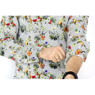 MCQUEEN Koszula męska MC020 groszki, kwiaty, papugi | Sklep GriShop.eu | Koszule