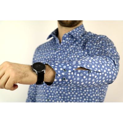 MCQUEEN Koszula męska groszki niebieskie MC026 | Sklep GriShop.eu | Koszule