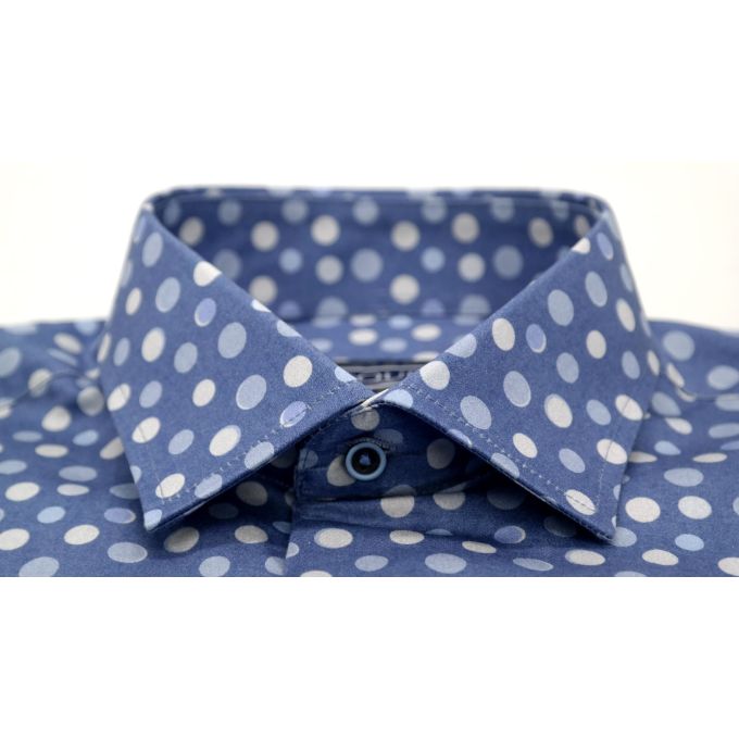 MCQUEEN Koszula męska groszki niebieskie MC026 | Sklep GriShop.eu | Koszule