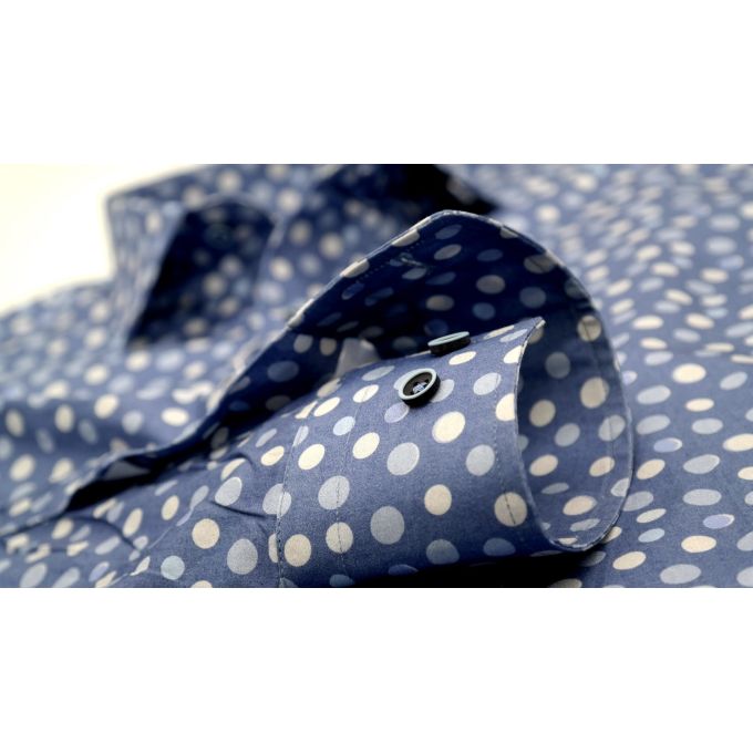 MCQUEEN Koszula męska groszki niebieskie MC026 | Sklep GriShop.eu | Koszule