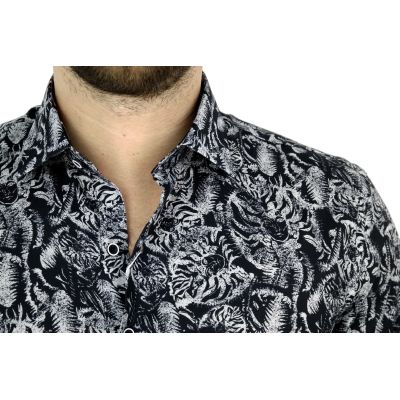 MCQUEEN Koszula męska czarno szara MC003 | Sklep GriShop.eu | Koszule