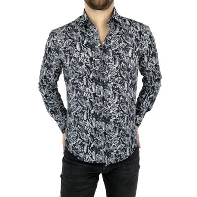 MCQUEEN Koszula męska czarno szara MC003 | Sklep GriShop.eu | Koszule