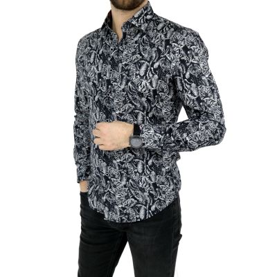 MCQUEEN Koszula męska czarno szara MC003 | Sklep GriShop.eu | Koszule