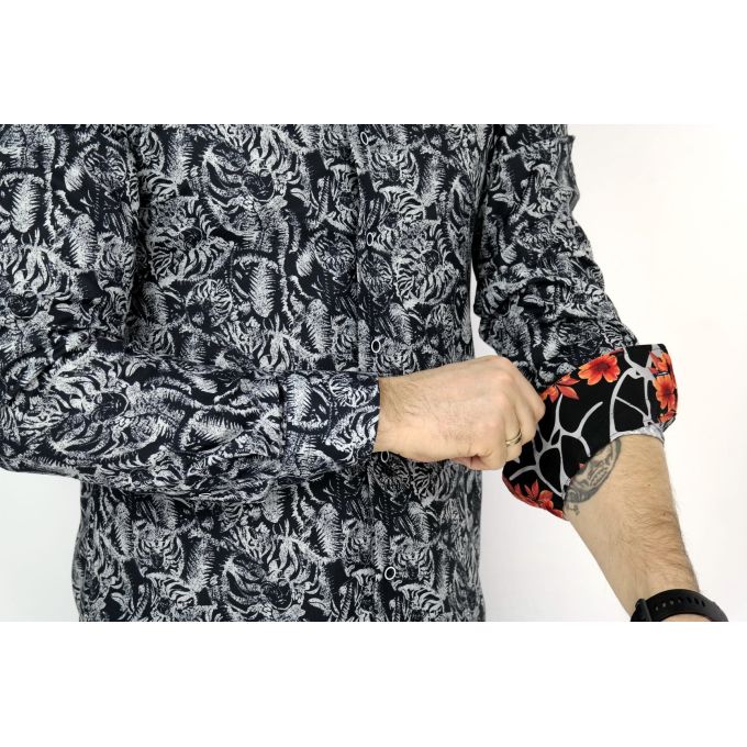 MCQUEEN Koszula męska czarno szara MC003 | Sklep GriShop.eu | Koszule