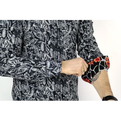 MCQUEEN Koszula męska czarno szara MC003 | Sklep GriShop.eu | Koszule