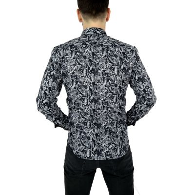 MCQUEEN Koszula męska czarno szara MC003 | Sklep GriShop.eu | Koszule