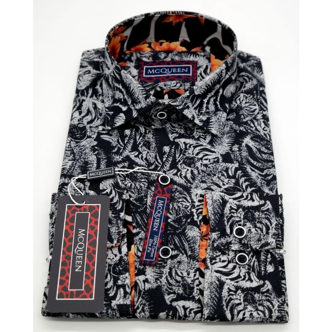 MCQUEEN Koszula męska czarno szara MC003 | Sklep GriShop.eu | Koszule