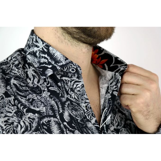 MCQUEEN Koszula męska czarno szara MC003 | Sklep GriShop.eu | Koszule