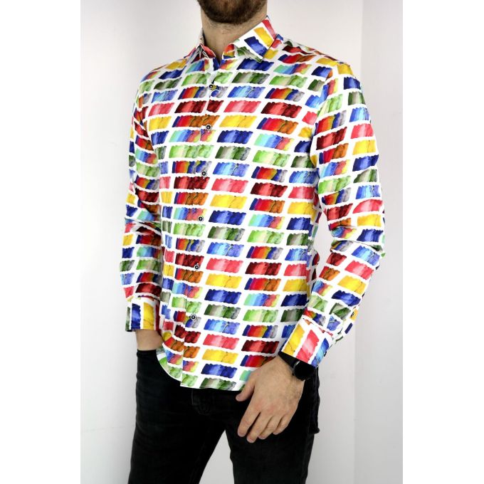 MCQUEEN Koszula męska paski pędzel MC019 | Sklep GriShop.eu | Koszule