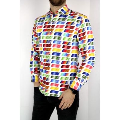 MCQUEEN Koszula męska paski pędzel MC019 | Sklep GriShop.eu | Koszule