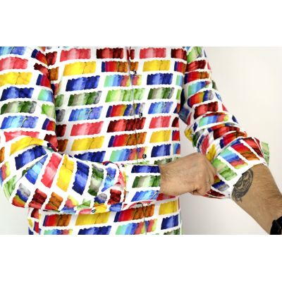 MCQUEEN Koszula męska paski pędzel MC019 | Sklep GriShop.eu | Koszule
