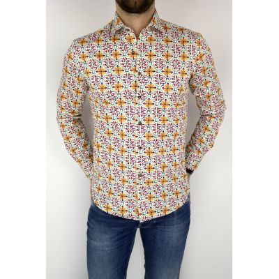 MCQUEEN Koszula męska witraż kwiaty żółte MC025 | Sklep GriShop.eu | Koszule