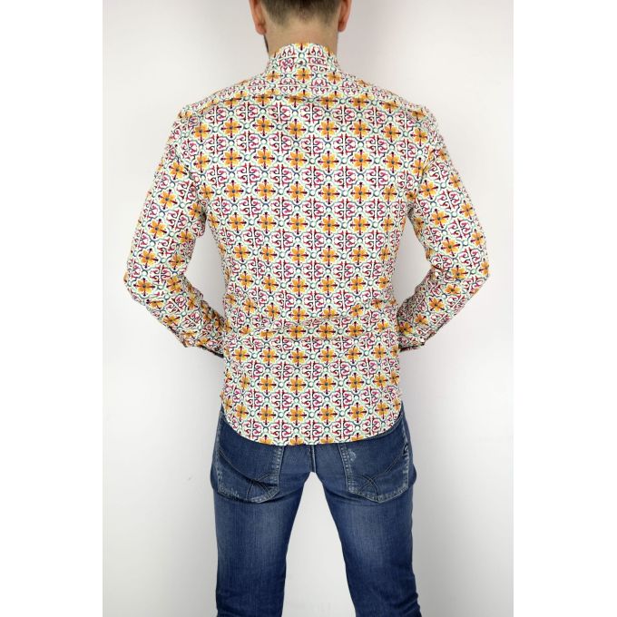 MCQUEEN Koszula męska witraż kwiaty żółte MC025 | Sklep GriShop.eu | Koszule