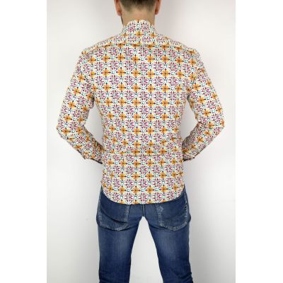 MCQUEEN Koszula męska witraż kwiaty żółte MC025 | Sklep GriShop.eu | Koszule