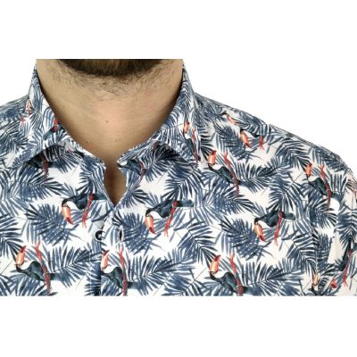 MCQUEEN Koszula męska liście ptaki MC024 | Sklep GriShop.eu | Koszule