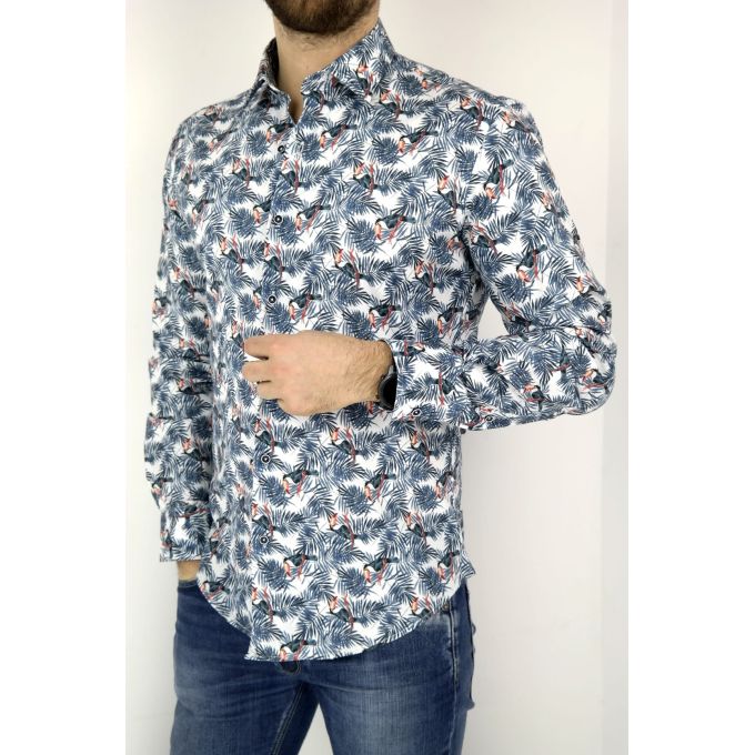 MCQUEEN Koszula męska liście ptaki MC024 | Sklep GriShop.eu | Koszule