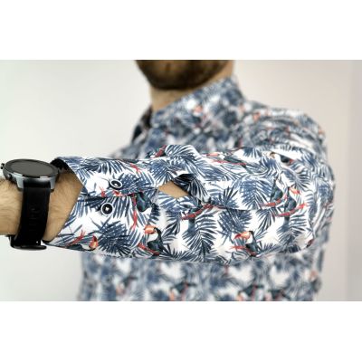 MCQUEEN Koszula męska liście ptaki MC024 | Sklep GriShop.eu | Koszule