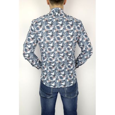 MCQUEEN Koszula męska liście ptaki MC024 | Sklep GriShop.eu | Koszule