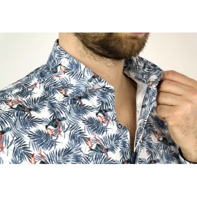 MCQUEEN Koszula męska liście ptaki MC024 | Sklep GriShop.eu | Koszule