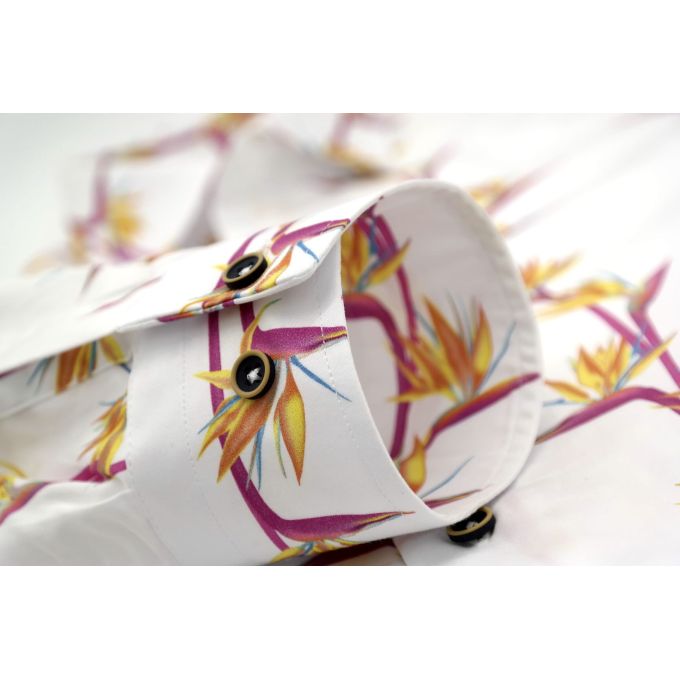 MCQUEEN Koszula męska biała w kwiaty MC021 | Sklep GriShop.eu | Koszule