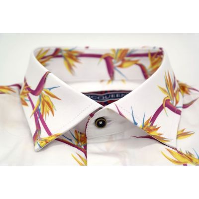 MCQUEEN Koszula męska biała w kwiaty MC021 | Sklep GriShop.eu | Koszule