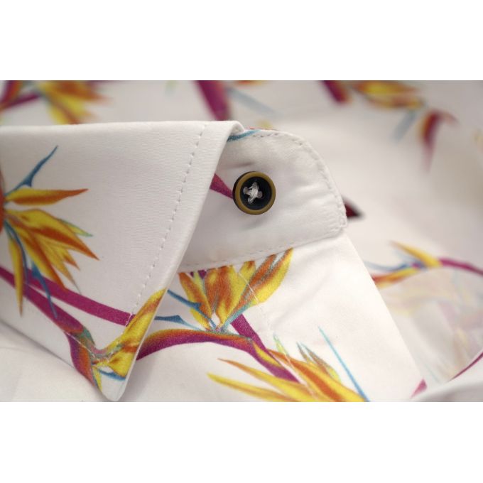 MCQUEEN Koszula męska biała w kwiaty MC021 | Sklep GriShop.eu | Koszule