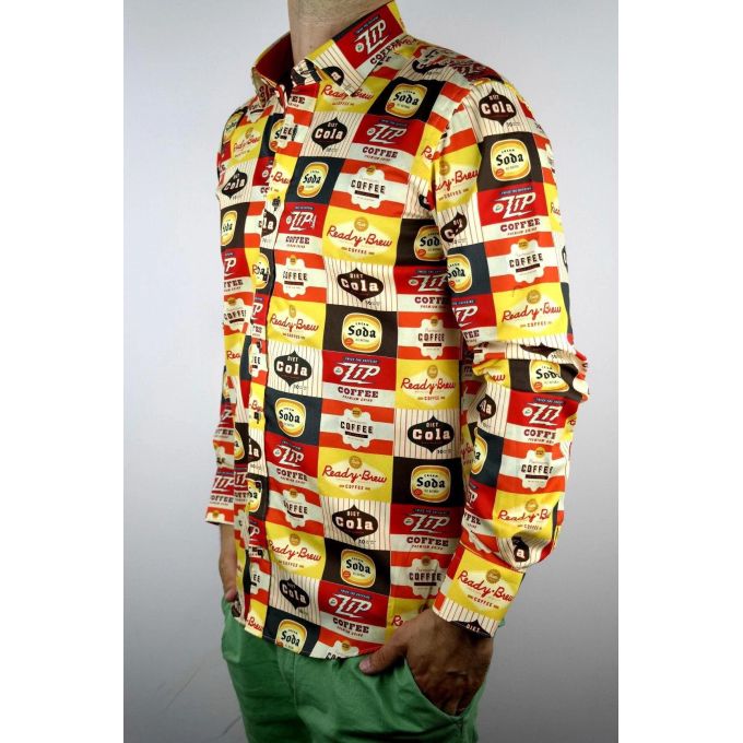 DANIEL BESSI Koszula męska fb116 coffee cola kolorowa | Sklep GriShop.eu | Koszule