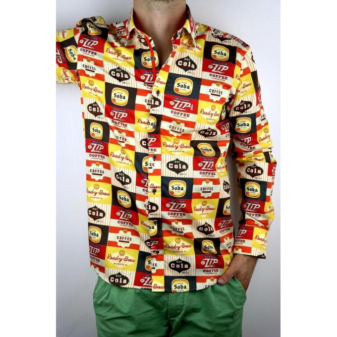 DANIEL BESSI Koszula męska fb116 coffee cola kolorowa | Sklep GriShop.eu | Koszule