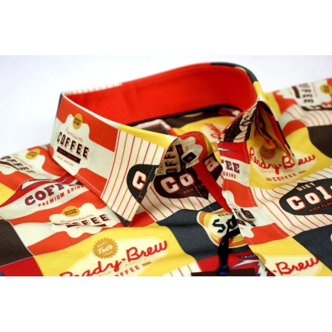DANIEL BESSI Koszula męska fb116 coffee cola kolorowa | Sklep GriShop.eu | Koszule