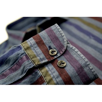 DANIEL BESSI Koszula męska fb531 JEANS KOLOROWE PASKI | Sklep GriShop.eu | Koszule