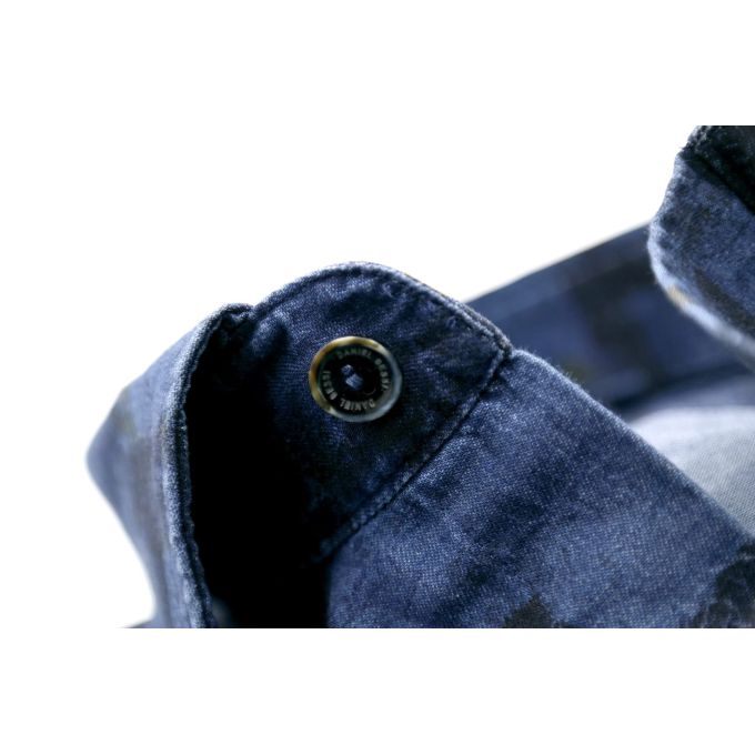 DANIEL BESSI Koszula męska fb528 Dżinsowa w kwiaty krata jeans | Sklep GriShop.eu | Koszule