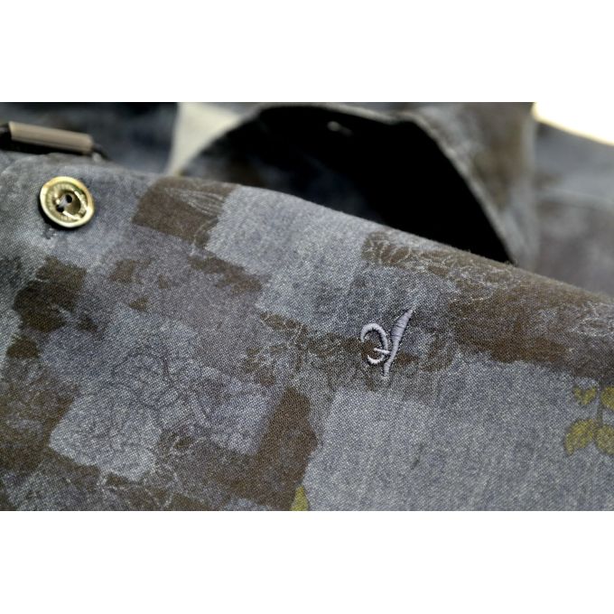 DANIEL BESSI Koszula męska fb528 Dżinsowa w kwiaty krata jeans | Sklep GriShop.eu | Koszule