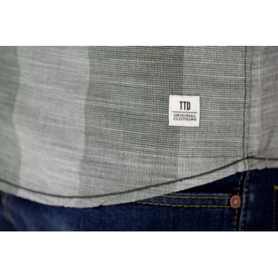 TOM TAILOR Koszula męska krótki rękaw pasy/krata khaki KTT03 | Sklep GriShop.eu | Koszule