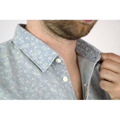 SELECTED HOMME Koszula męska krótki rękaw błękit KSH08 | Sklep GriShop.eu | Koszule