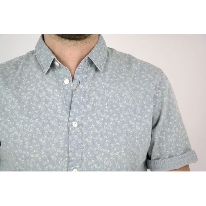 SELECTED HOMME Koszula męska krótki rękaw błękit KSH08 | Sklep GriShop.eu | Koszule
