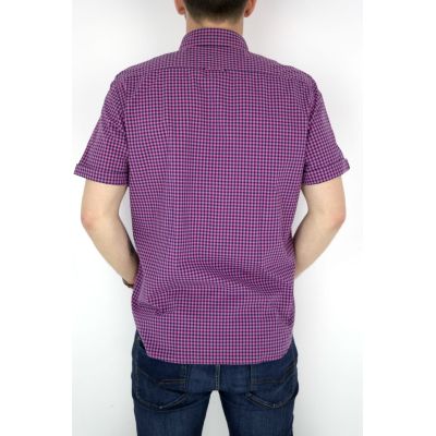 MARC O'POLO Koszula męska krótki rękaw krata róż KMP13 | Sklep GriShop.eu | Koszule