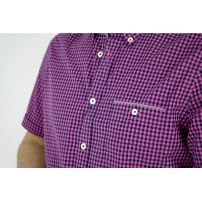 MARC O'POLO Koszula męska krótki rękaw krata róż KMP13 | Sklep GriShop.eu | Koszule